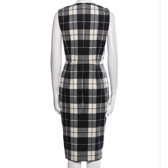 MaxMara Women's Wool Plaid Fall Winter Midi Sleeveless Professional Dress Sz 14 - Picture 4 of 16